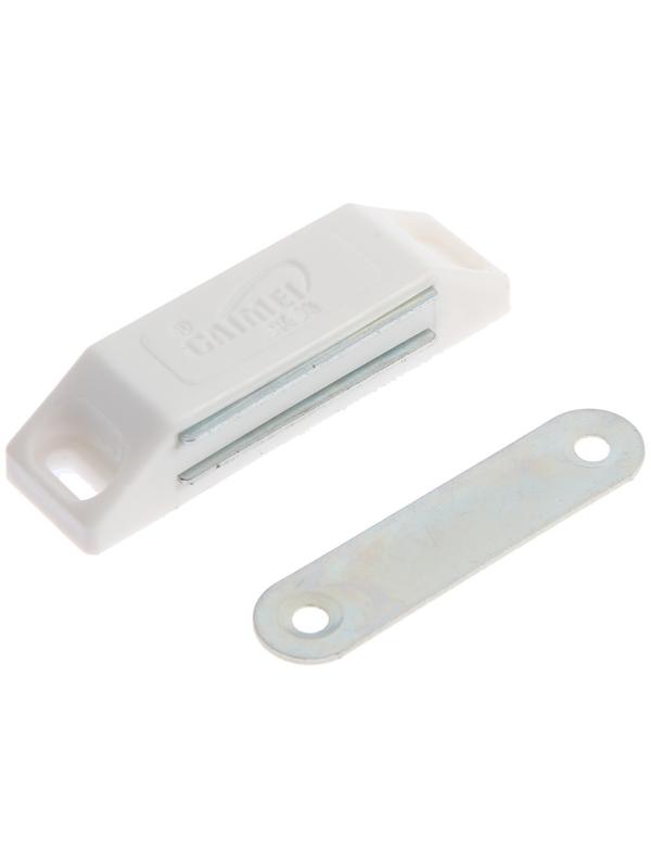 Магнит мебельный ТУНДРА M002W, 60х13 мм, средний, цвет белый, 1 шт.