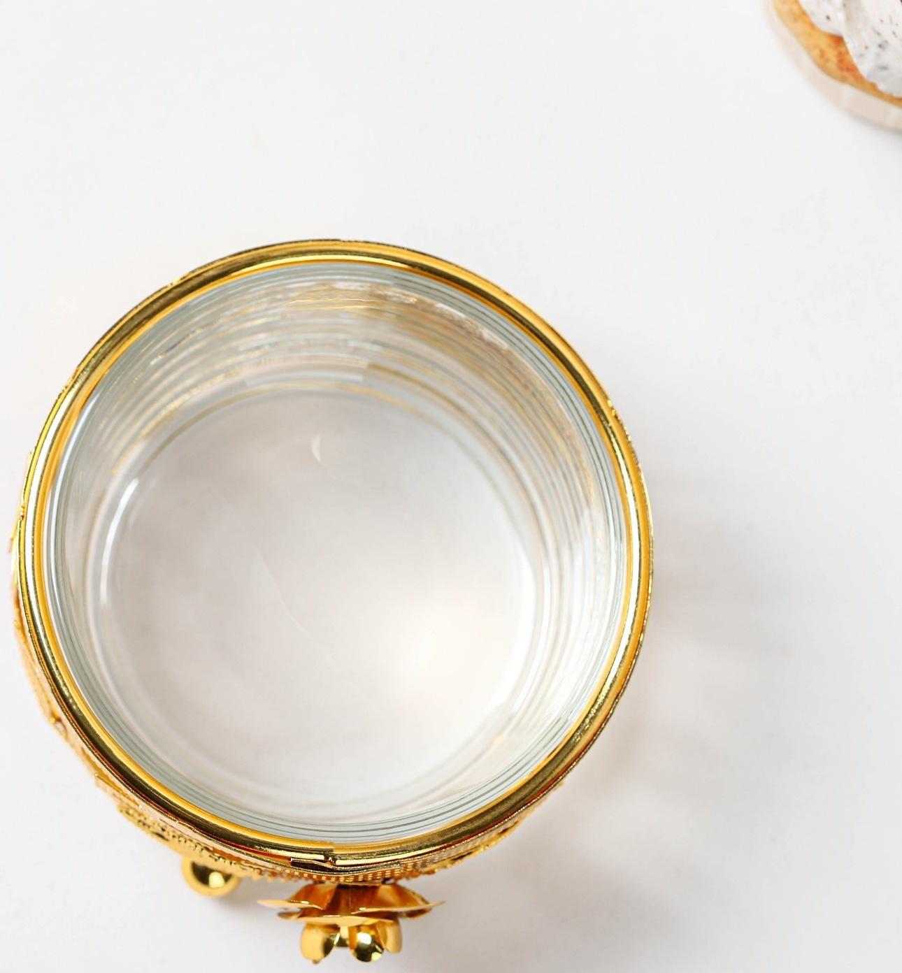 Сахарница «Роза» с ложкой, 200 мл, 9×10 см, цвет золотой