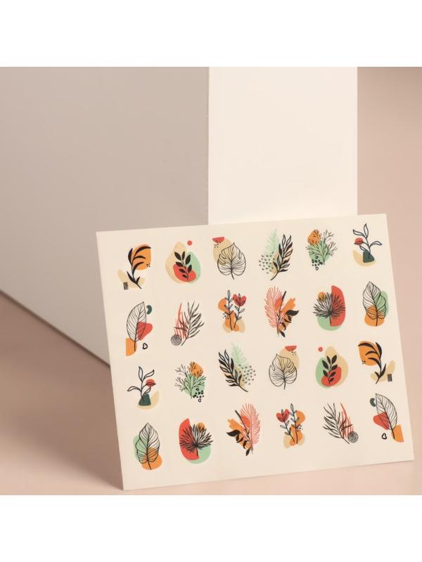 Слайдер - дизайн для ногтей «Яркая природа», фасовка 6 шт, разноцветный