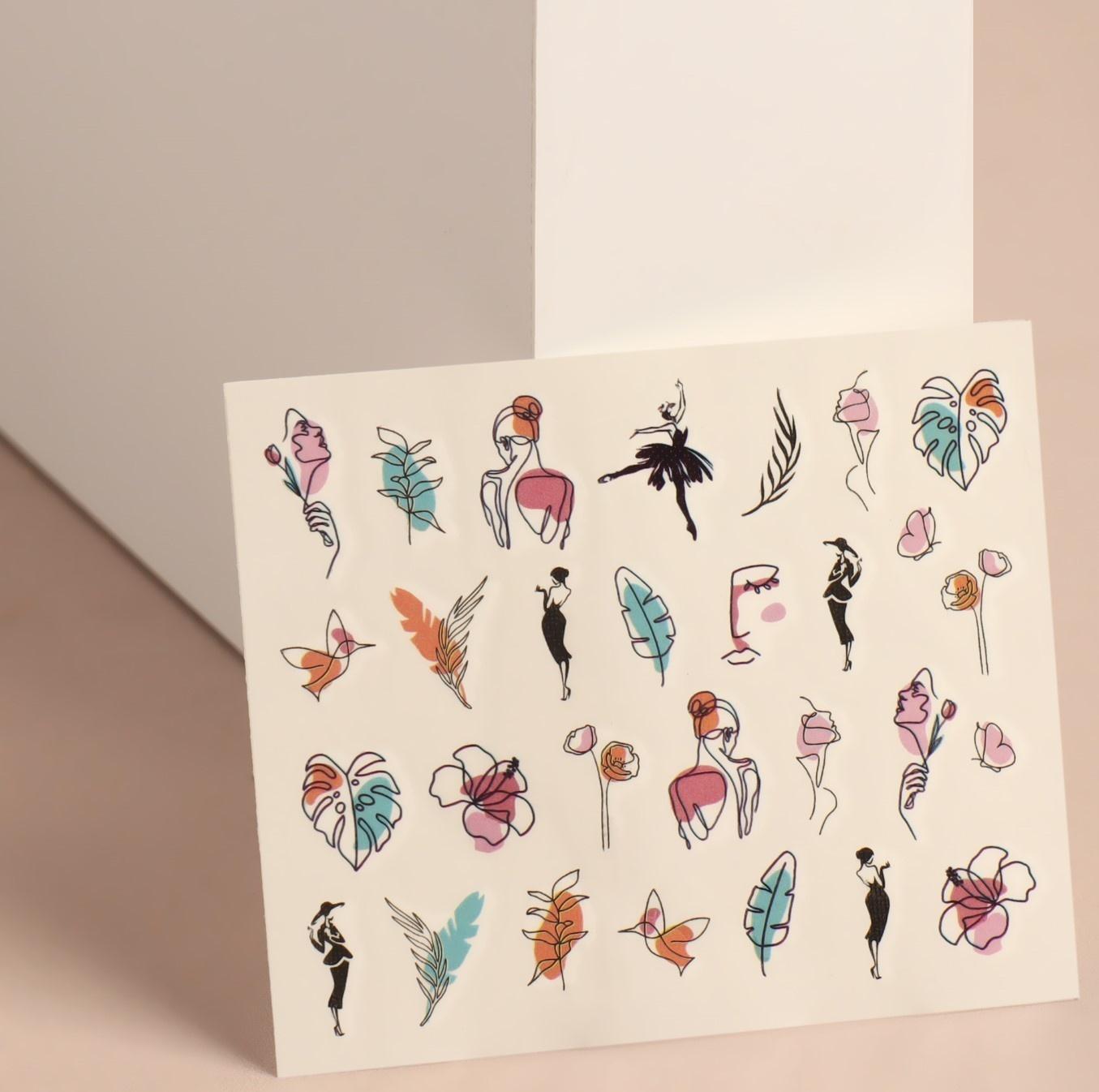 Слайдер - дизайн для ногтей «Нежный образ», фасовка 6 шт, разноцветные