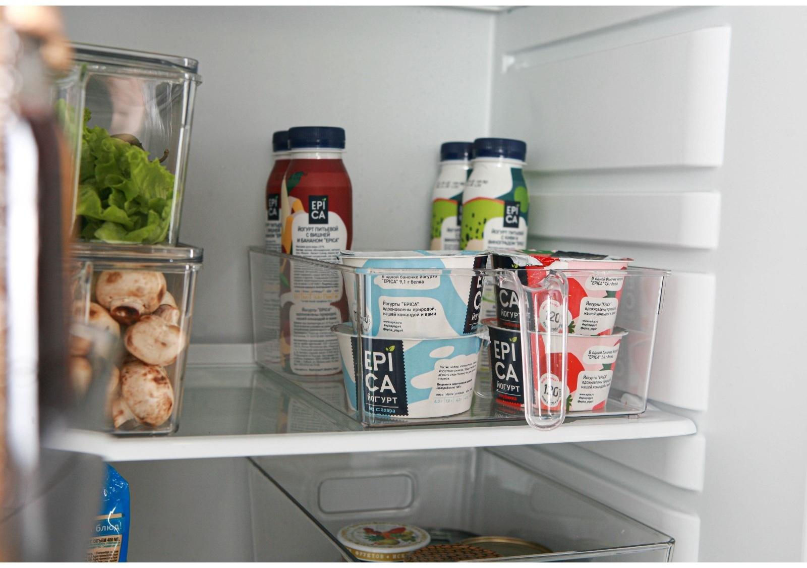 Контейнер для холодильника с крышкой и ручкой RICCO, 32×20,5×10 см, цвет прозрачный