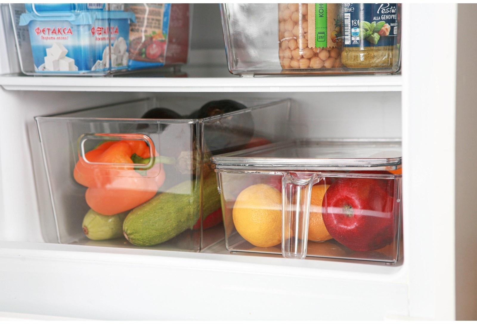 Контейнер для холодильника с крышкой и ручкой RICCO, 32×20,5×10 см, цвет прозрачный