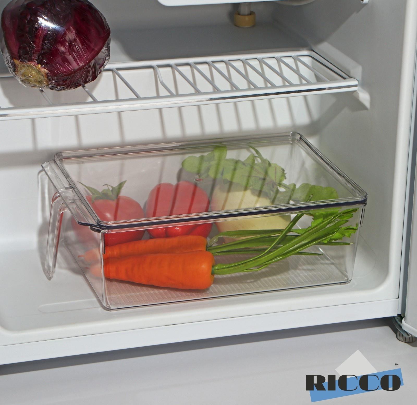 Контейнер для холодильника с крышкой и ручкой RICCO, 32×20,5×10 см, цвет прозрачный