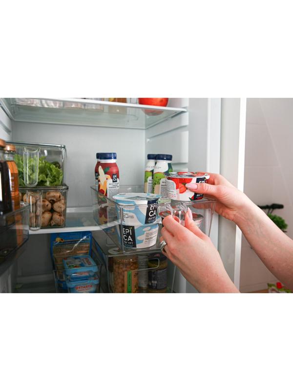 Контейнер для холодильника с крышкой и ручкой RICCO, 32×20,5×10 см, цвет прозрачный