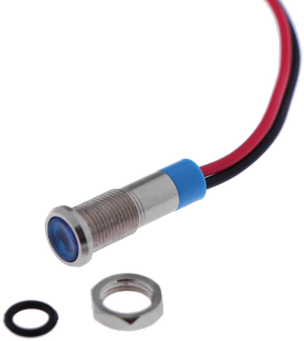 Светодиод, 12 В, 7,8 ×16,5 мм, посадочный d=6 мм, синий