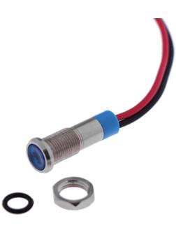 Светодиод, 12 В, 7,8 ×16,5 мм, посадочный d=6 мм, синий