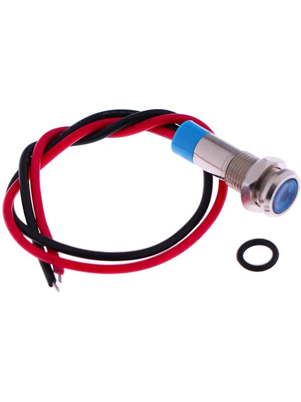 Светодиод, 12 В, 7,8 ×16,5 мм, посадочный d=6 мм, синий