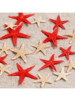 Набор натуральных морских звезд,  1,5 - 2,5 см, 20 шт, красные - белые