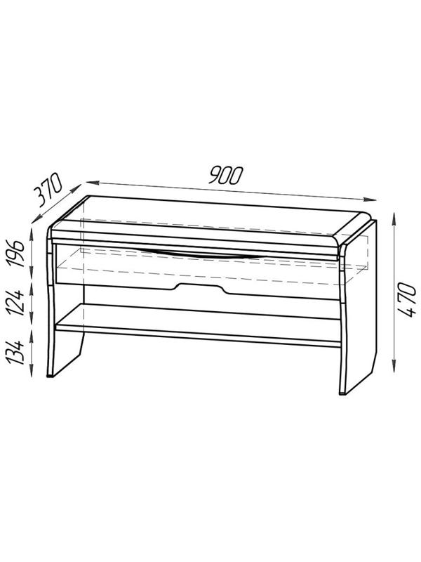 Банкетка Фьюжен, 900х370х470, Рамух белый