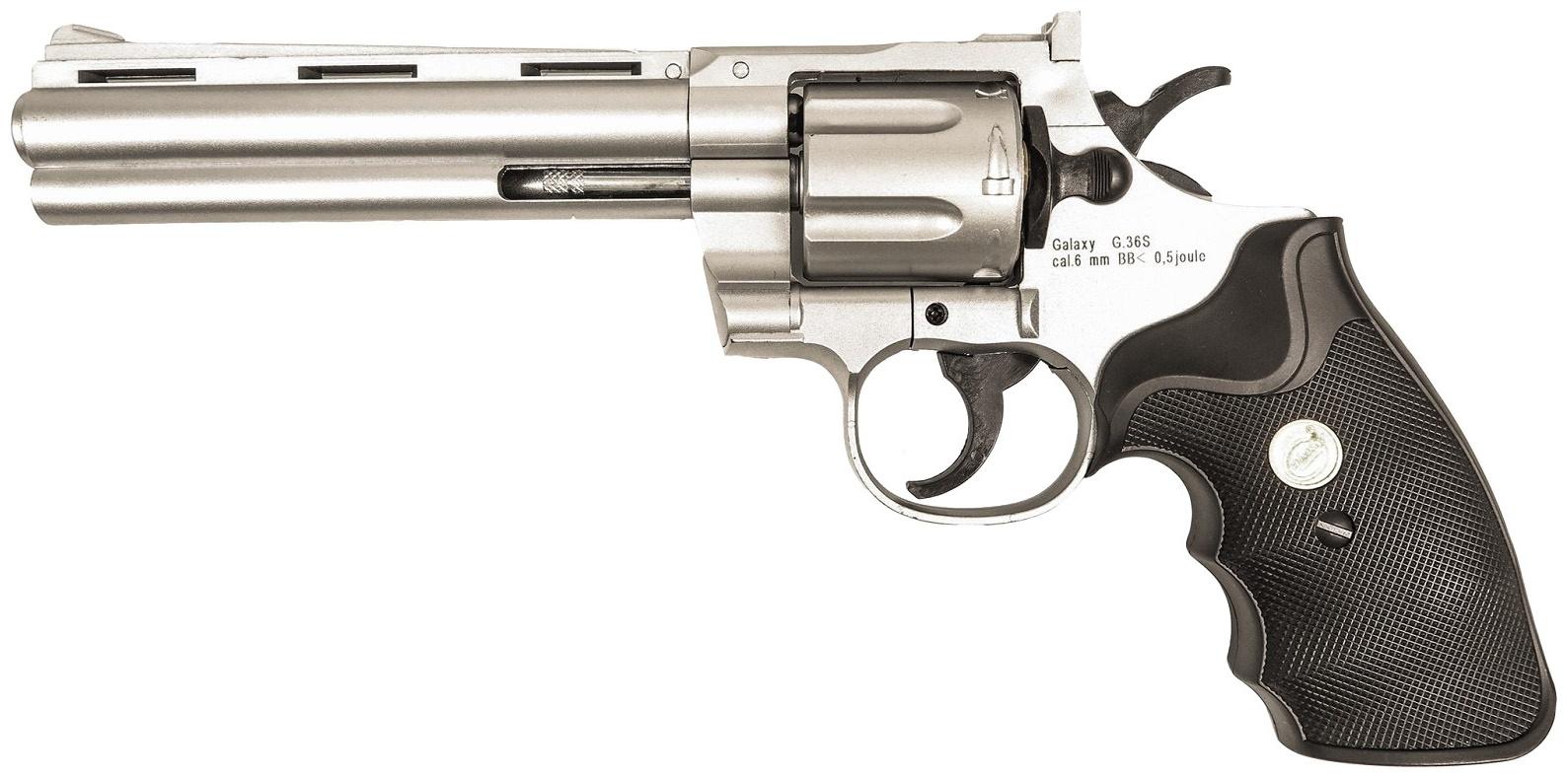Пистолет страйкбольный Galaxy Colt Python G.36S, серебристый, 6 мм