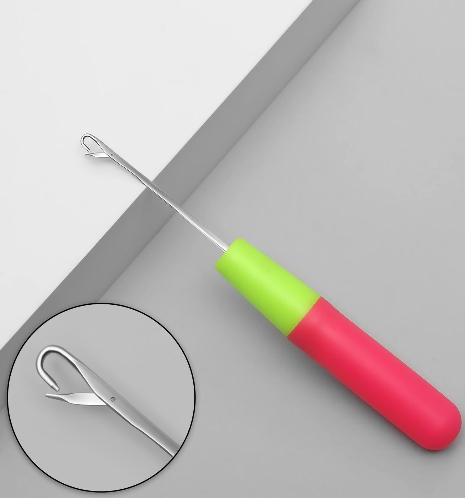 Крючок для мастера, 16 см, цвет розовый/зелёный