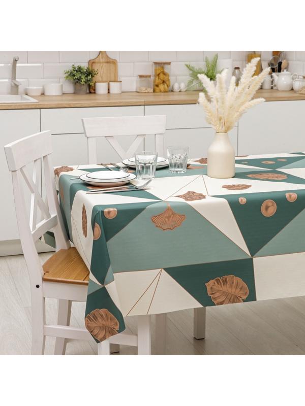 Клеёнка на стол на тканевой основе «Симфония», рулон 20 метров, ширина 137 см, цвет зелёный