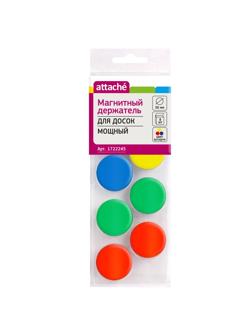 Магнитный держатель МОЩНЫЙ Attache,30 мм,8 шт/уп ассорти