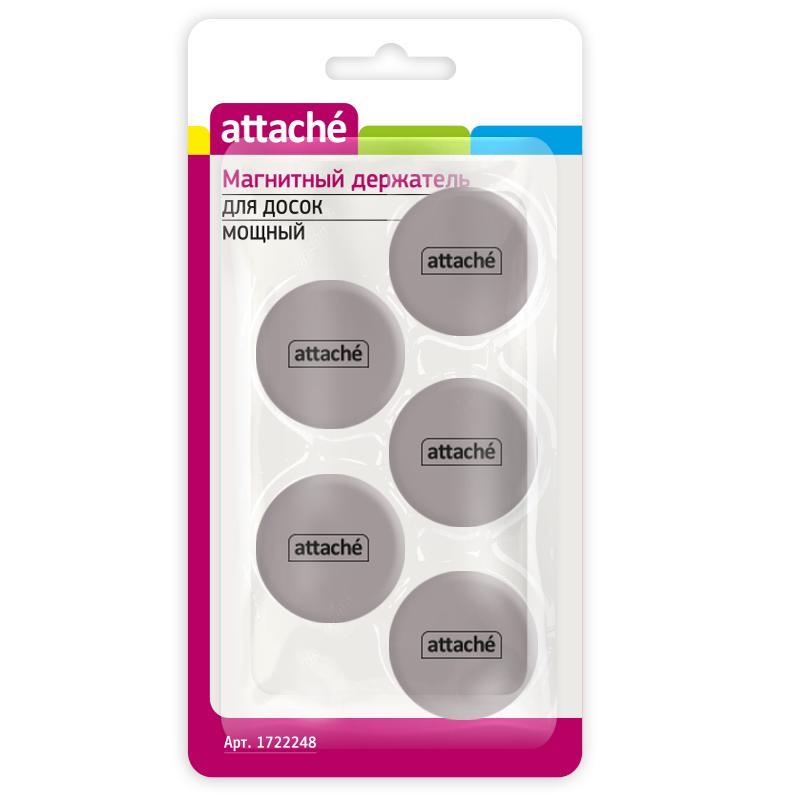 Магнитный держатель МОЩНЫЙ Attache 30 мм,5 шт/уп,серые