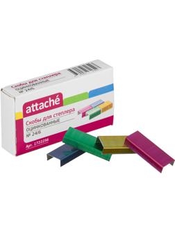 Скобы для степлера №24/6 Attache  цветные, оцинкованные,1000 шт в карт.уп