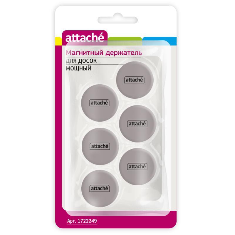 Магнитный держатель МОЩНЫЙ Attache 20 мм,6 шт/уп,серые