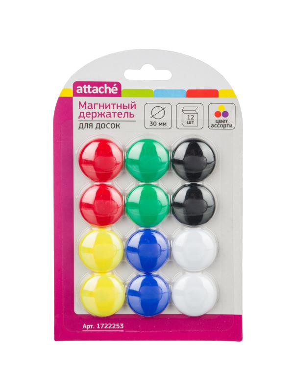 Магнитный держатель Attache для досок 30 мм, 12 шт/уп ассорти