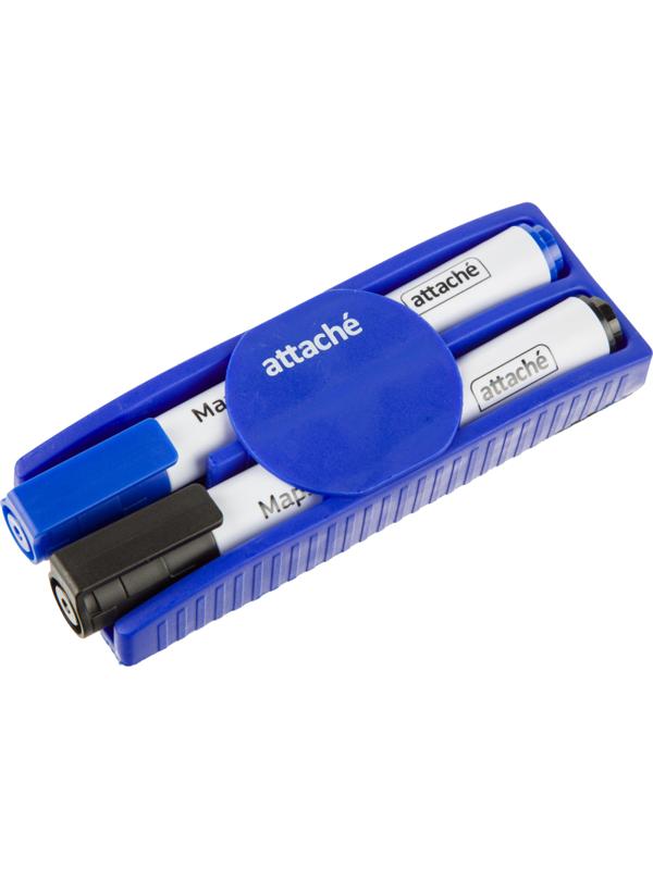 Набор для магн-марк.доски Attache (синяя.магн.губка,2маркера 5мм: черн+син)