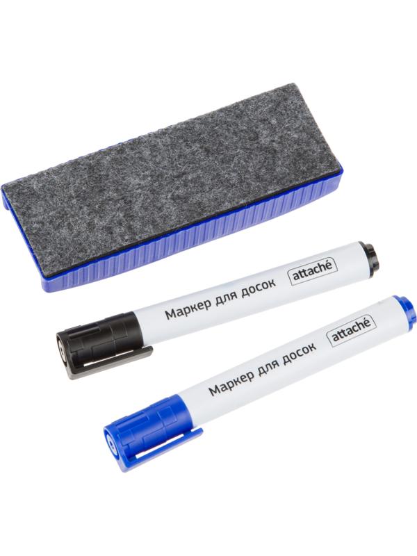Набор для магн-марк.доски Attache (синяя.магн.губка,2маркера 5мм: черн+син)
