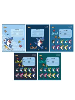 Тетрадь школьная А5 12л №1School Shark линия,скреп, ВД-лак, в асс