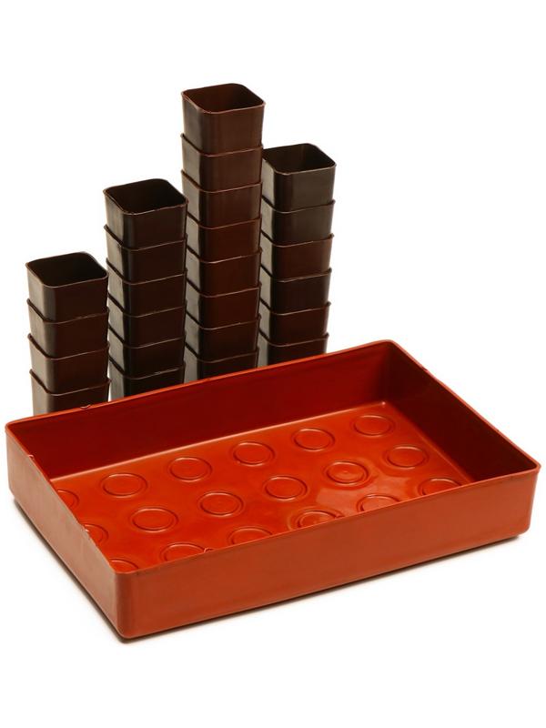 Набор для рассады: стаканы по 70 мл (24 шт.), поддон 29,5 × 20 см, МИКС