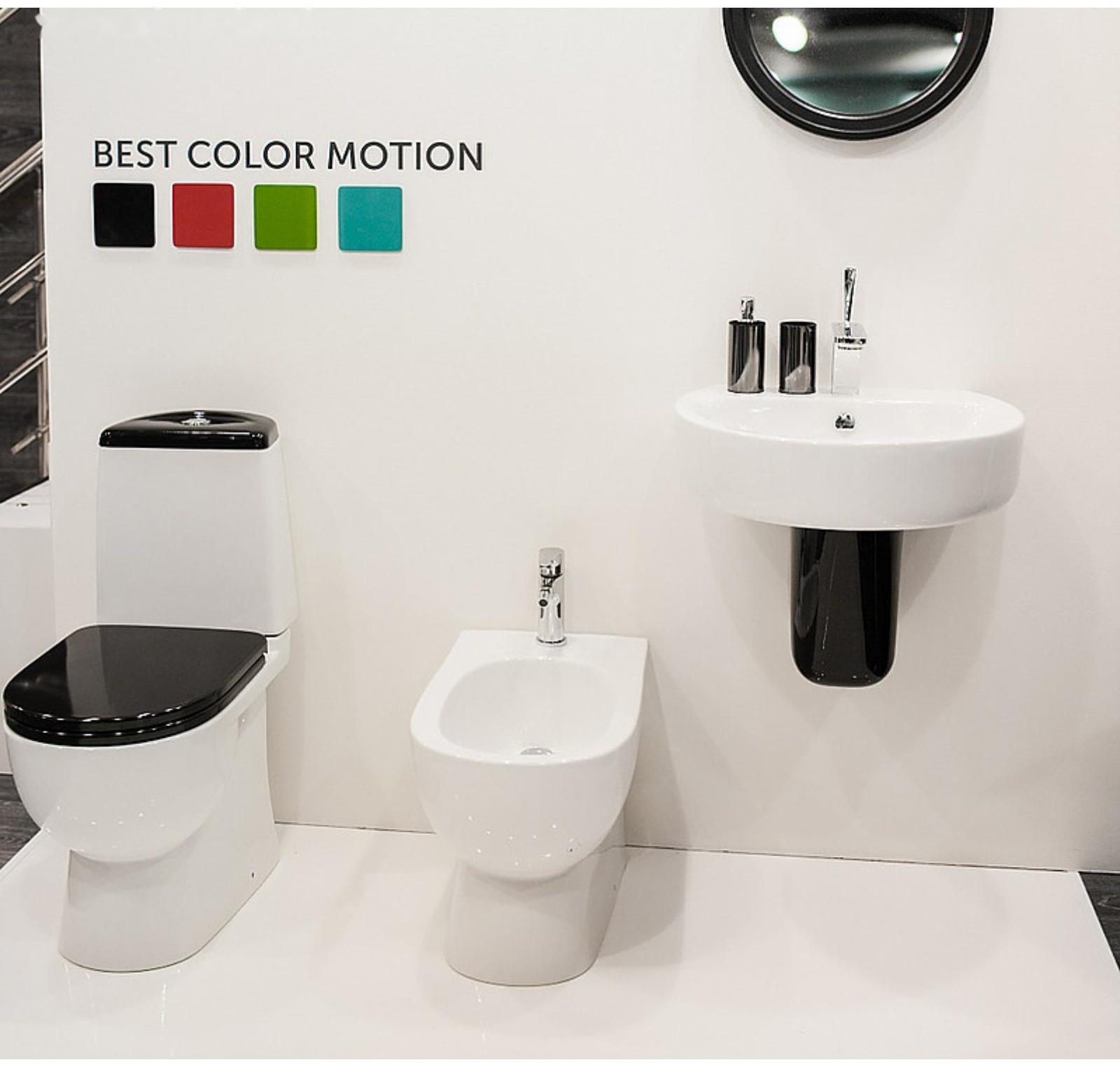 Унитаз компакт Sanita Best Color Black SL DМ, 2-режима, арматура Geberit, белый