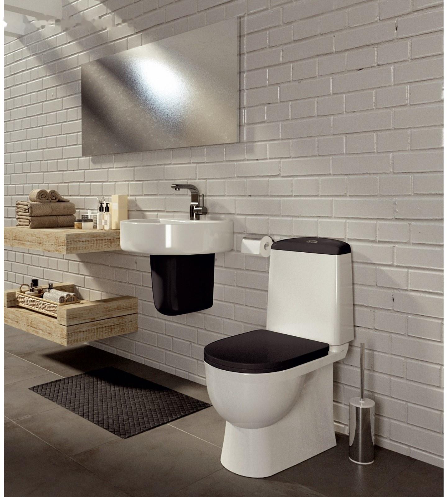 Унитаз компакт Sanita Best Color Black SL DМ, 2-режима, арматура Geberit, белый