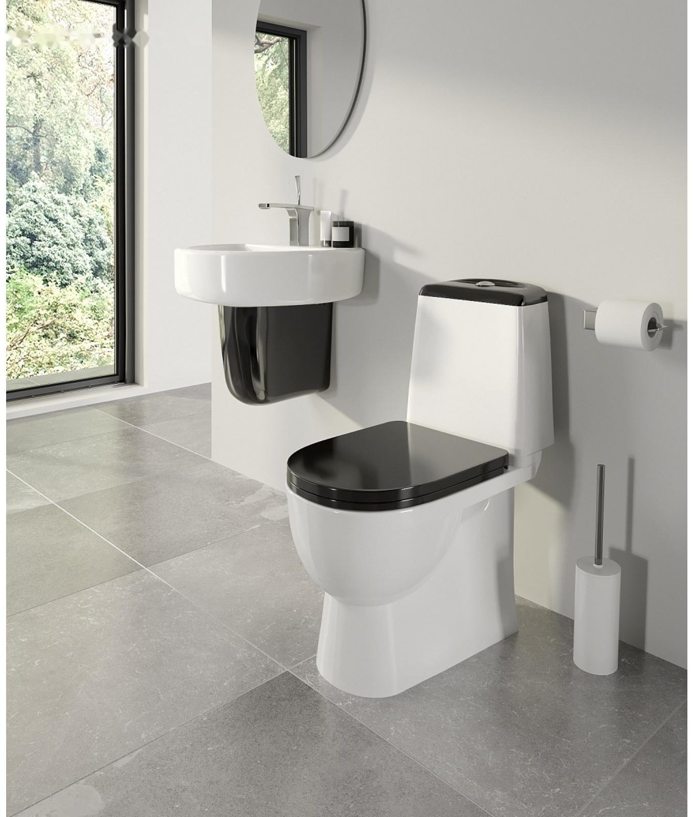 Унитаз компакт Sanita Best Color Black SL DМ, 2-режима, арматура Geberit, белый