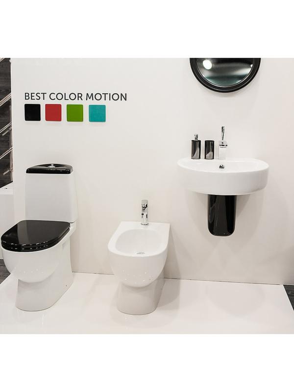 Унитаз компакт Sanita Best Color Black SL DМ, 2-режима, арматура Geberit, белый