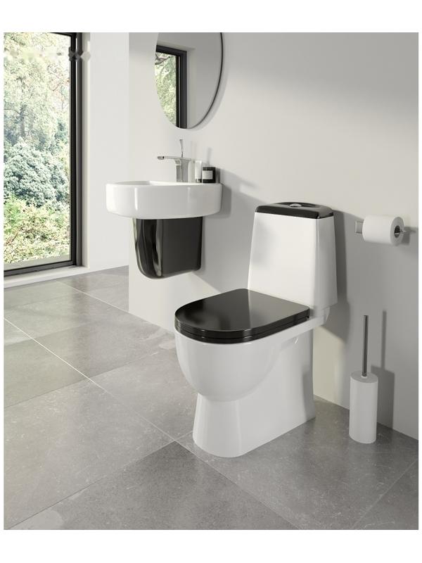 Унитаз компакт Sanita Best Color Black SL DМ, 2-режима, арматура Geberit, белый