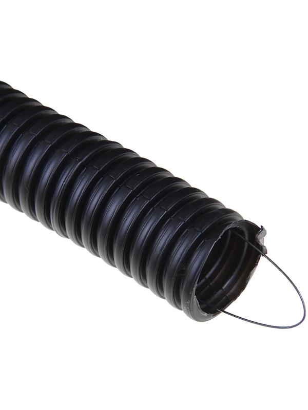 Труба ПНД DKC 71725, гофро, с протяжкой, d=25мм, черная, 50 м