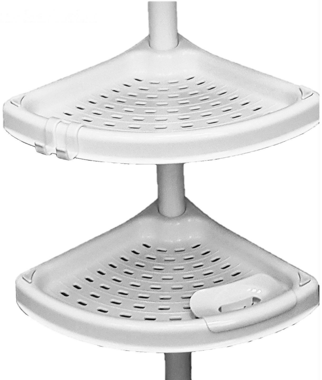 Угловая полка, телескопическая пластиковая трубка, 4 полки, 2 крючка