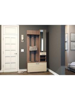 Вешалка с зеркалом, Ясень шимо светлый/Ясень шимо темный