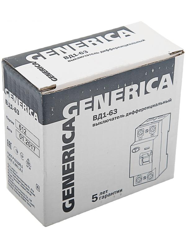 УЗО IEK GENERICA, ВД1-63, 2п, 16 А, 30 мА, MDV15-2-016-030