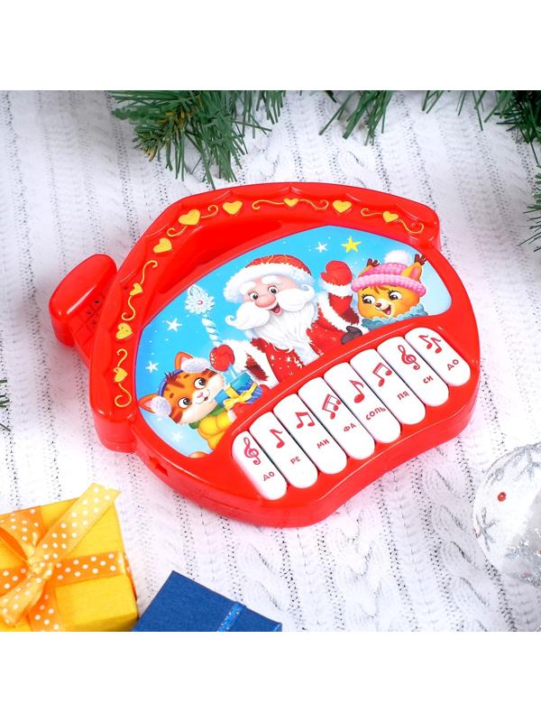 Пианино «Новый год», звуковые эффекты, цвет красный, в пакете