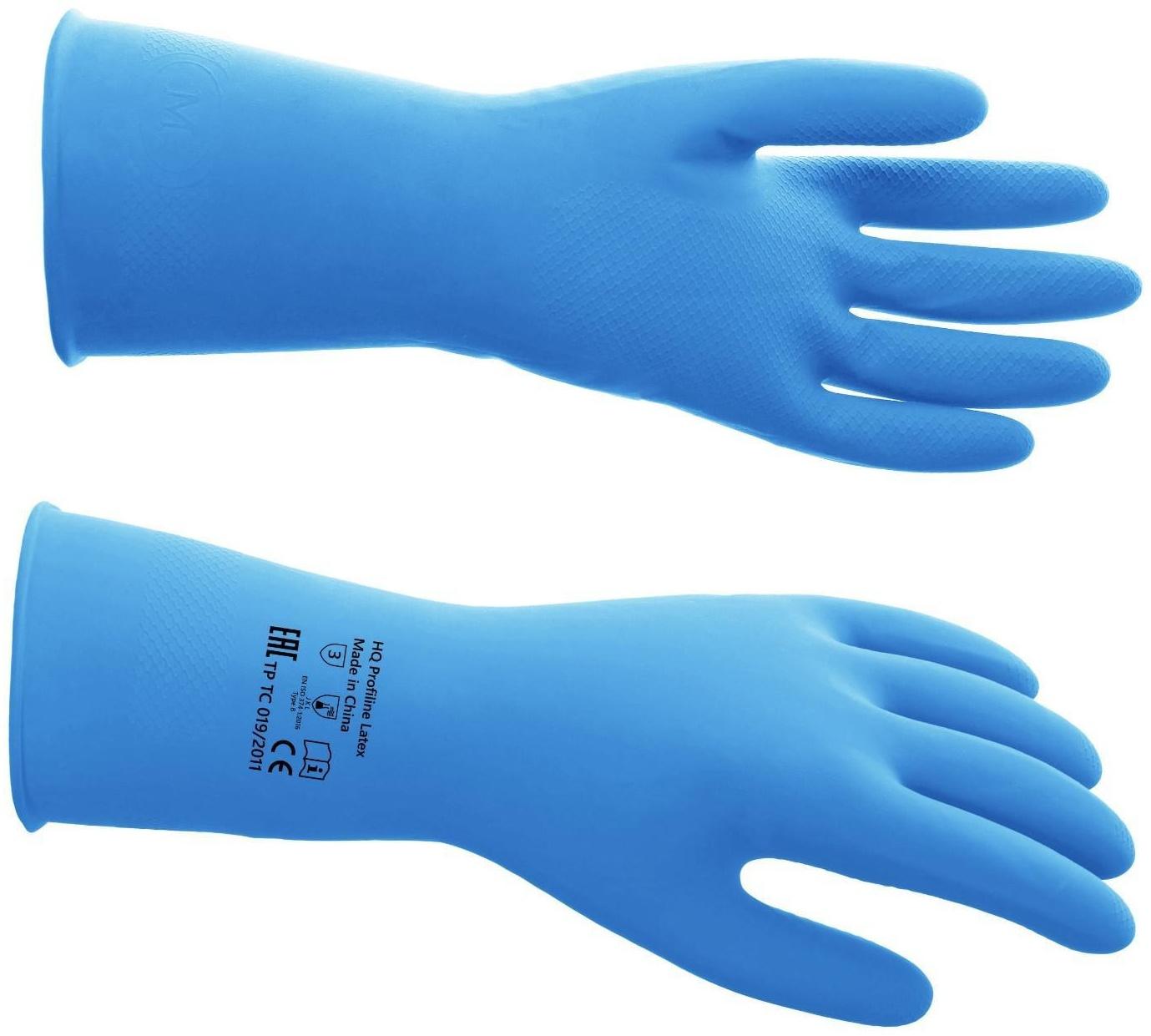 Перчатки латексные многоразовые, M, синие