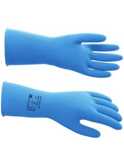 Перчатки латексные многоразовые, M, синие