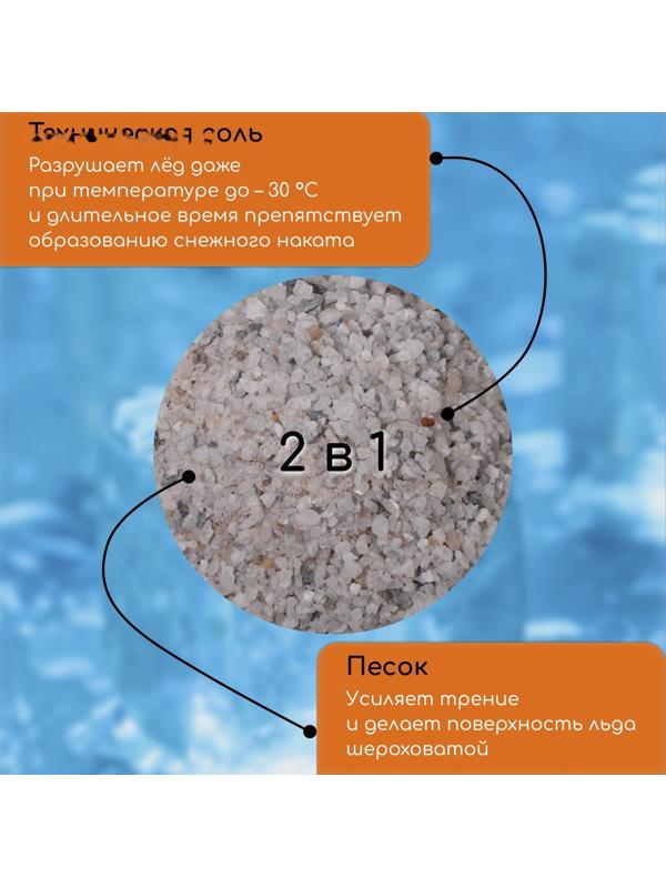 Реагент антигололёдный MpS (пескосоль), 20 кг, работает при —30 °C, в мешке