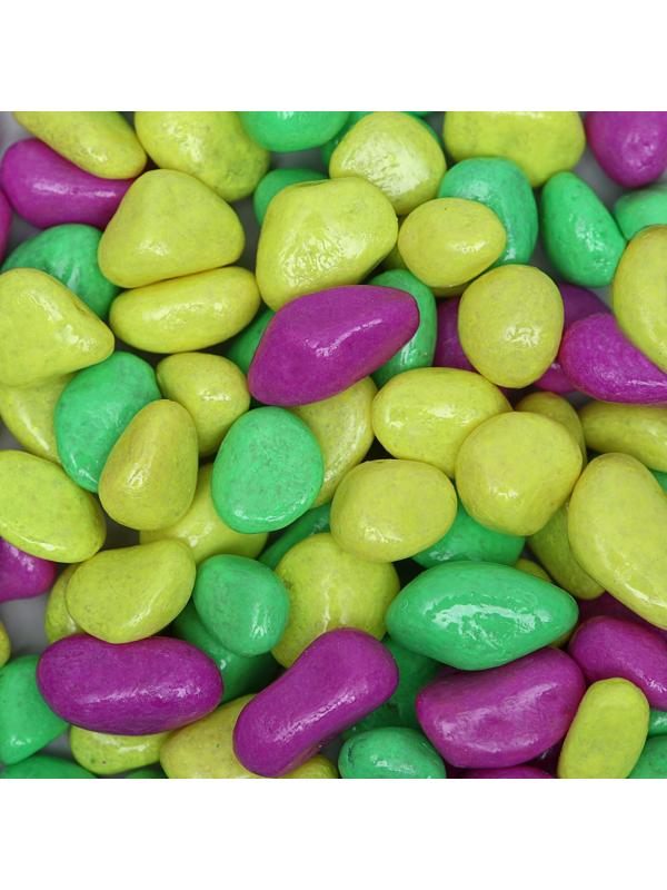 Галька декоративная, флуоресцентнная микс: лимонный, зеленый, пурпурный, 800 г, фр.8-12 мм