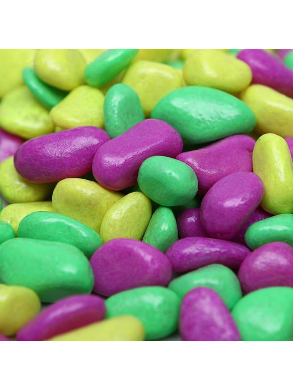 Галька декоративная, флуоресцентнная микс: лимонный, зеленый, пурпурный, 800 г, фр.8-12 мм