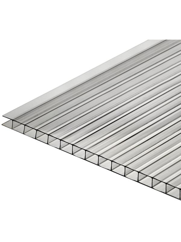 Сотовый поликарбонат 4 мм, 2.1 × 6 м, УФ, прозрачный