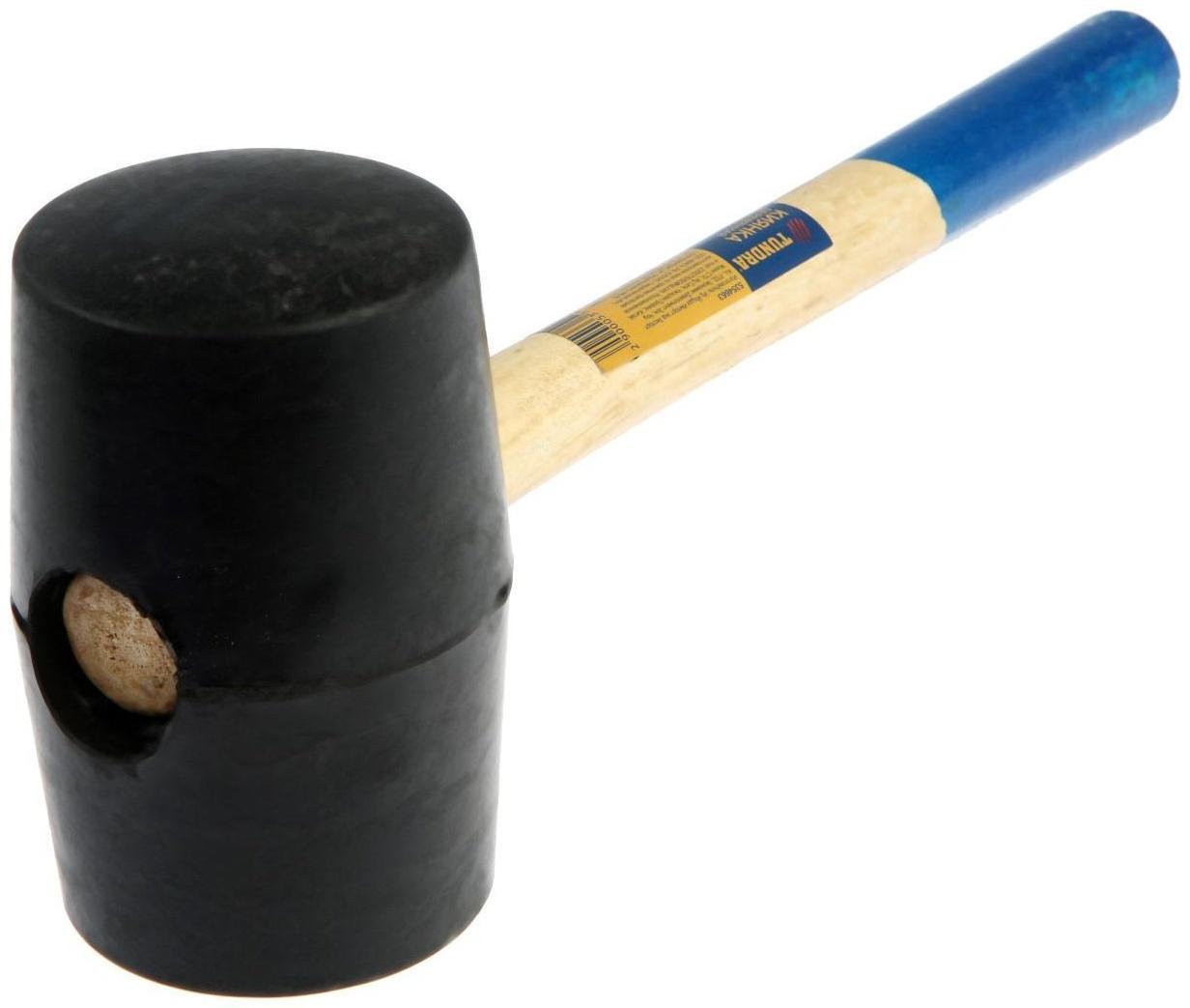 Киянка ТУНДРА, деревянная рукоятка, черная резина, 1100 г