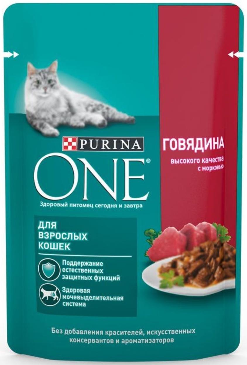 Влажный корм Purinа One для кошек, говядина/морковь, 75 г