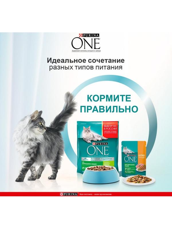 Влажный корм Purinа One для домашних кошек, курица/морковь, 75г
