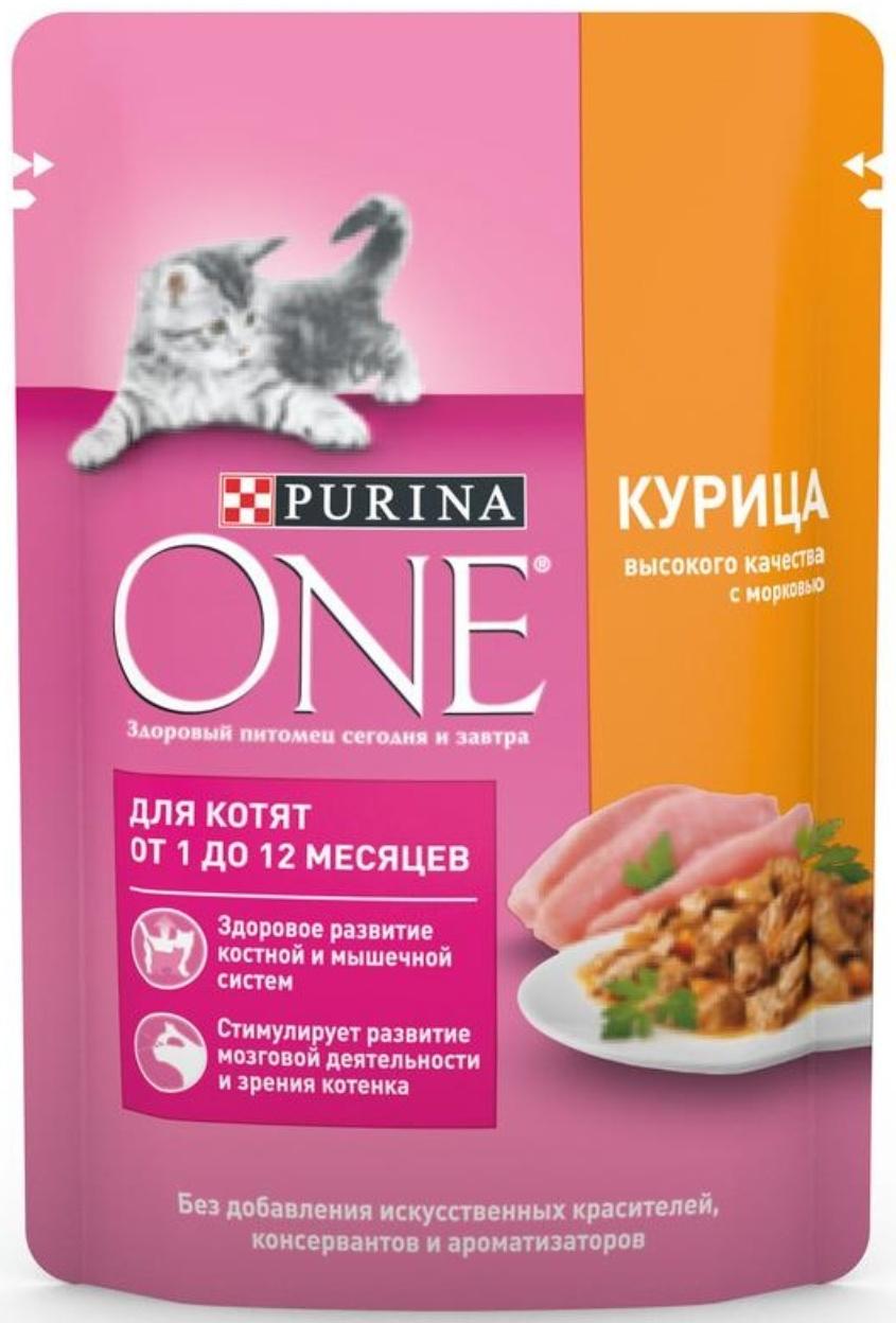 Влажный корм Purinа One для котят, курица/морковь, 75 г