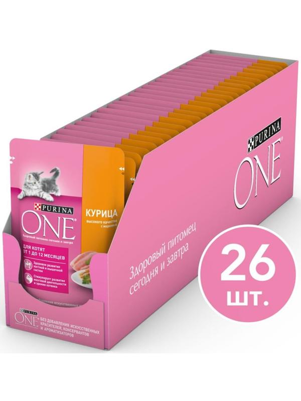 Влажный корм Purinа One для котят, курица/морковь, 75 г