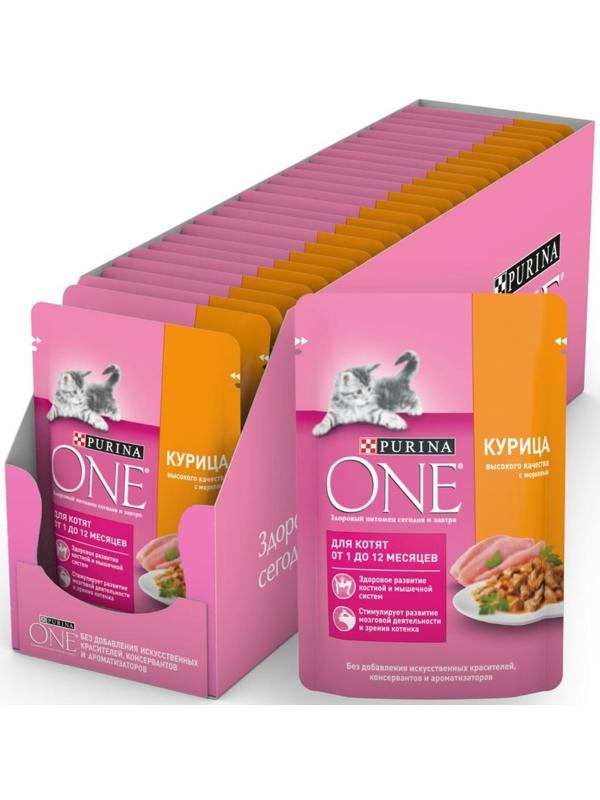 Влажный корм Purinа One для котят, курица/морковь, 75 г