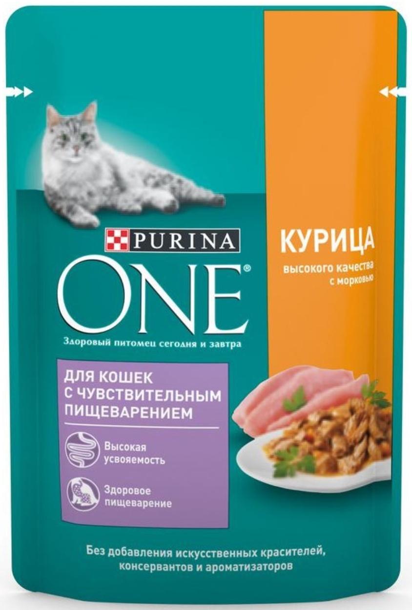 Влажный корм Purinа One для кошек, курица/морковь, 75 г