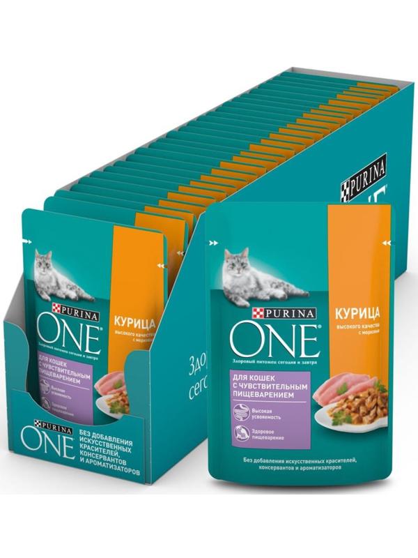 Влажный корм Purinа One для кошек, курица/морковь, 75 г