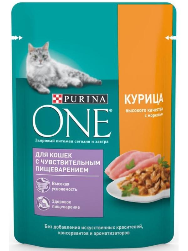 Влажный корм Purinа One для кошек, курица/морковь, 75 г